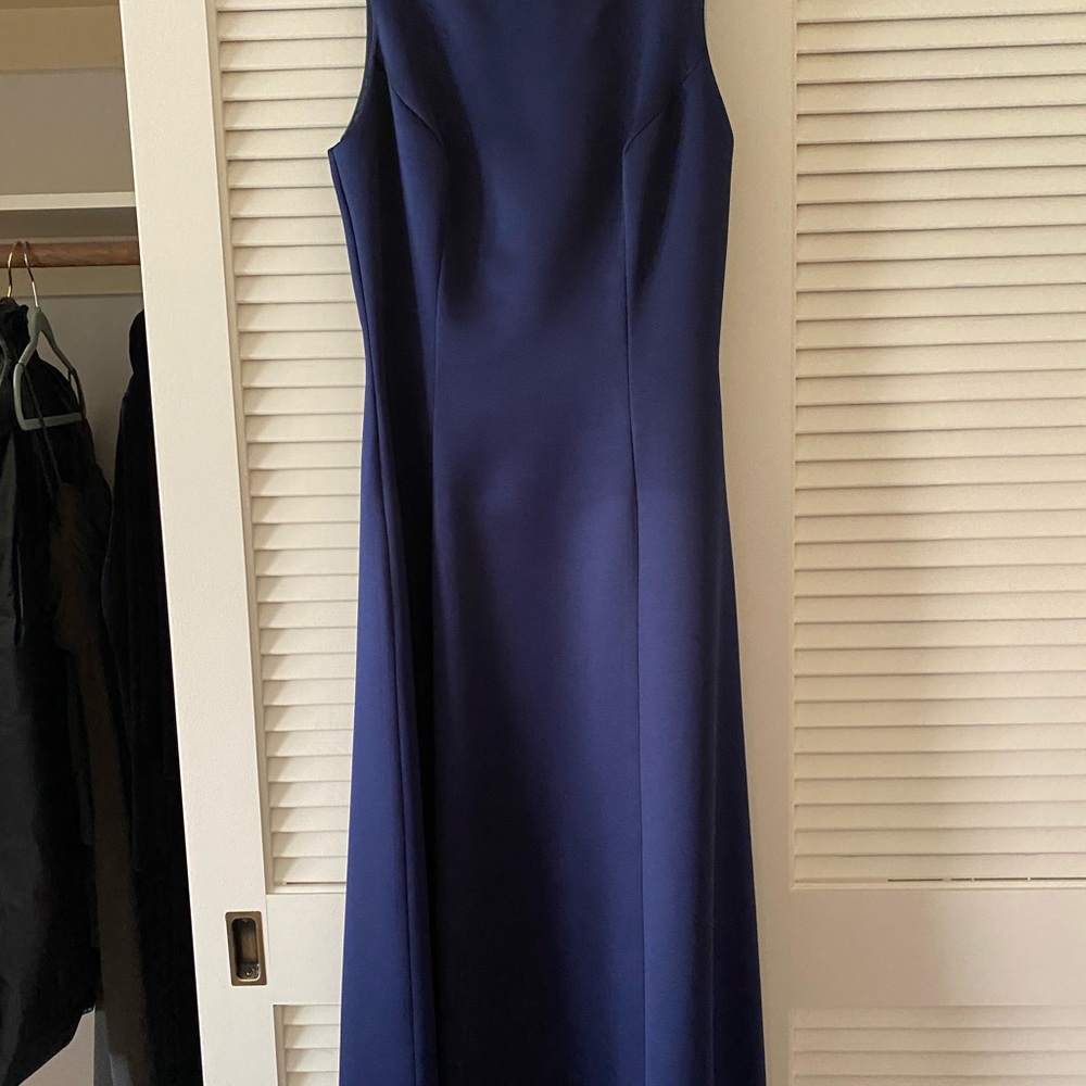 Navy Blue hand beaded back evening dress